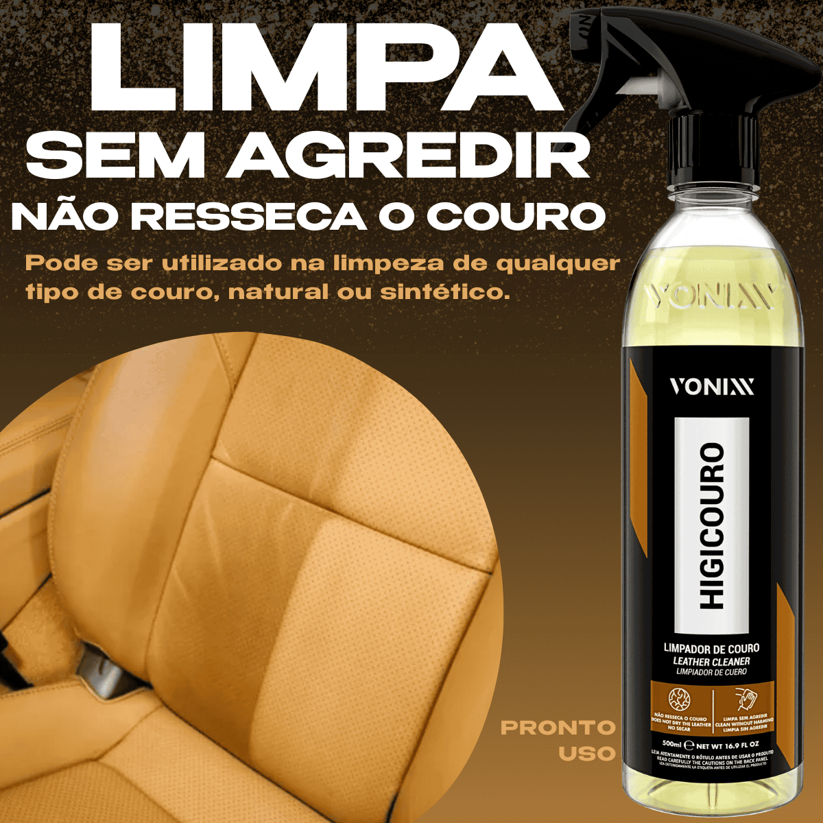 Kit Limpar Hidratar Couro Hidracouro Higicouro 500ml Aplicador Pano Microfibra - Imagem 2