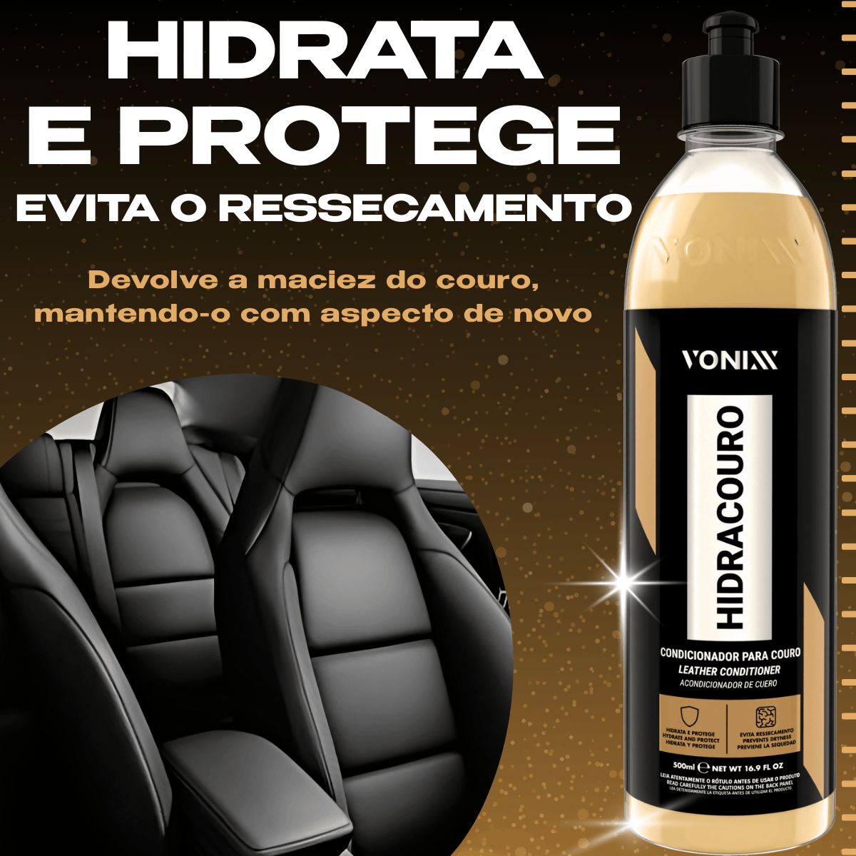 Kit Limpar Hidratar Couro Hidracouro Higicouro 500ml Aplicador Pano Microfibra - Imagem 3